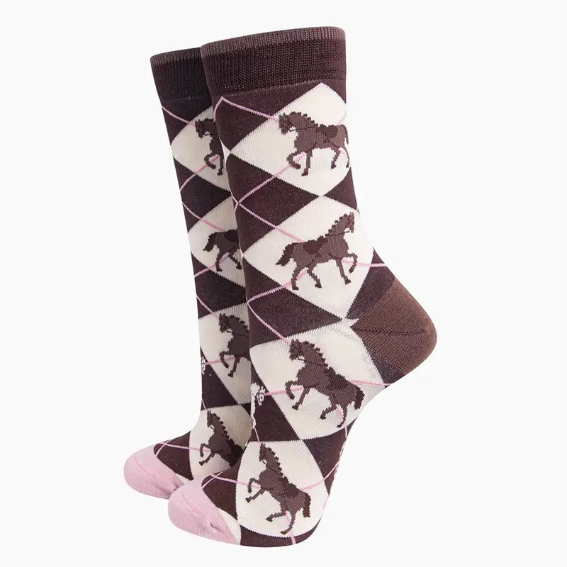 Argyle Horses Bamboo Socks