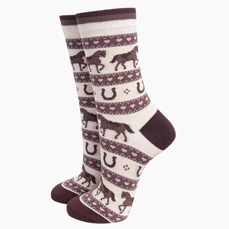 Horses and Hearts Bamboo Socks