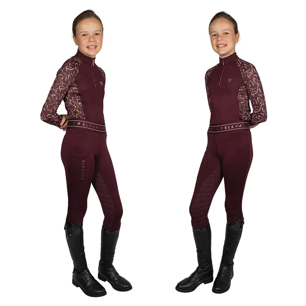 Hy Equestrian Elevate Allure Children’s Riding Tights – Berry