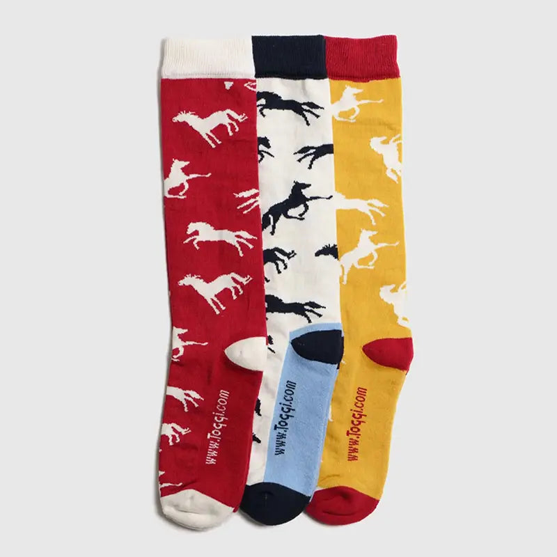 Toggi Ladies Galloping Horses Socks - Pack of 3