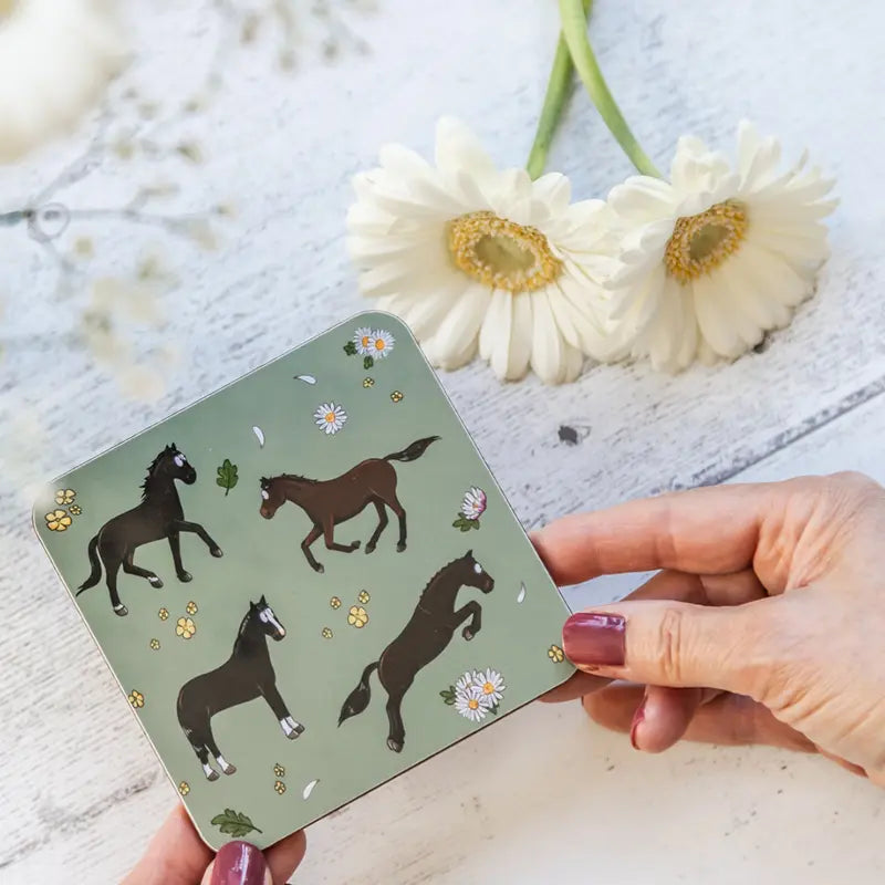Bay Horse and Daisies Coaster - Emily Cole Illustrations