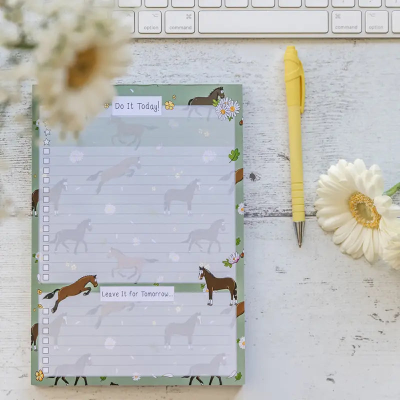 Bay Horse and Daisies A5 To Do List - Emily Cole Illustrations