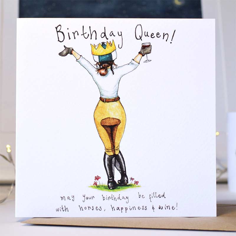 Birthday Queen Greetings Card - Wine!