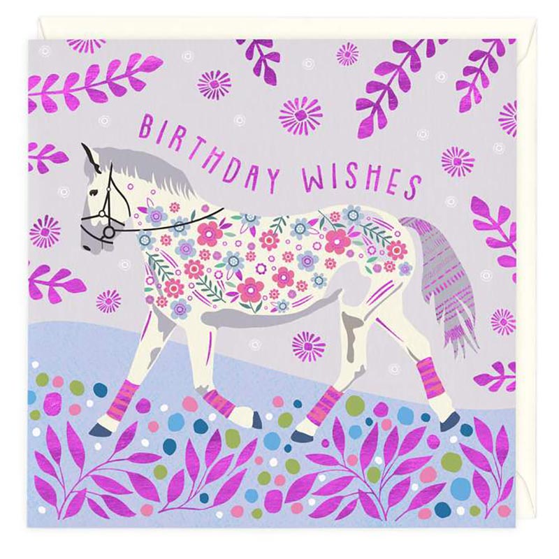 Floral Horse Birthday Card