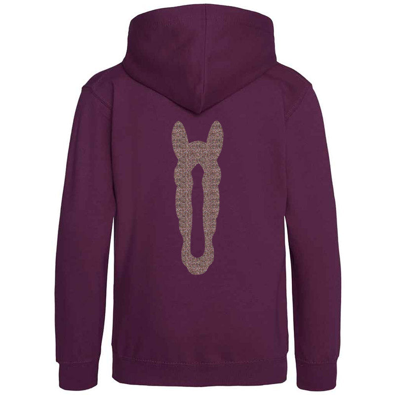 Sparkly Horse Head Children’s Plum Hoodie