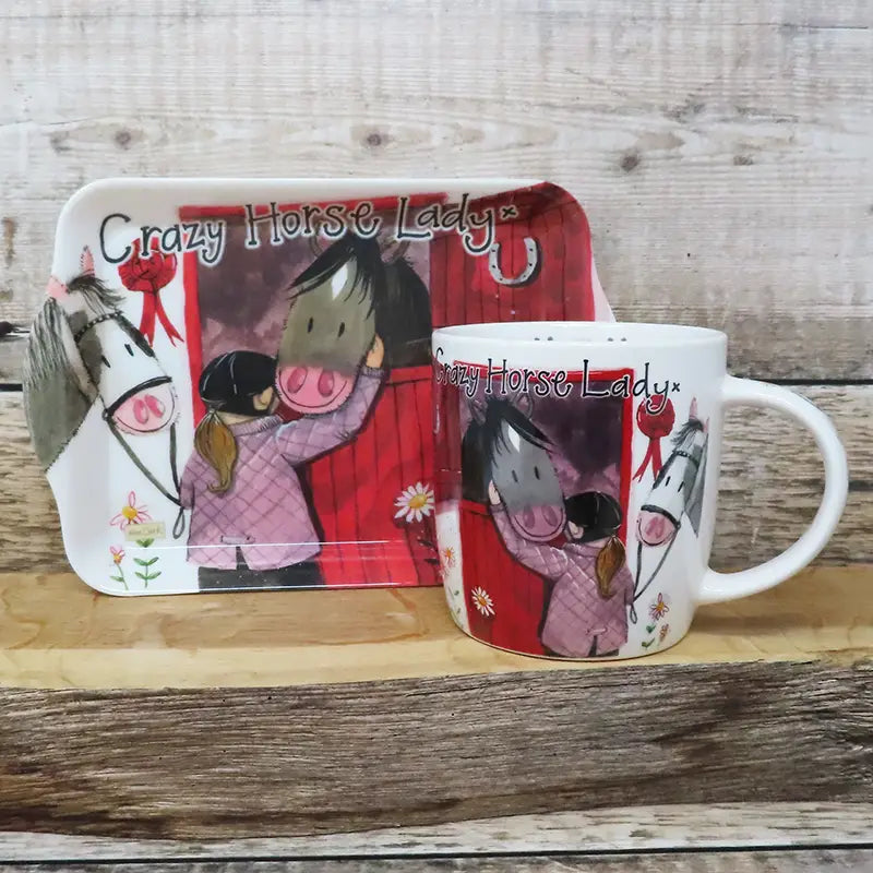 Crazy Horse Lady Tray and Mug Set