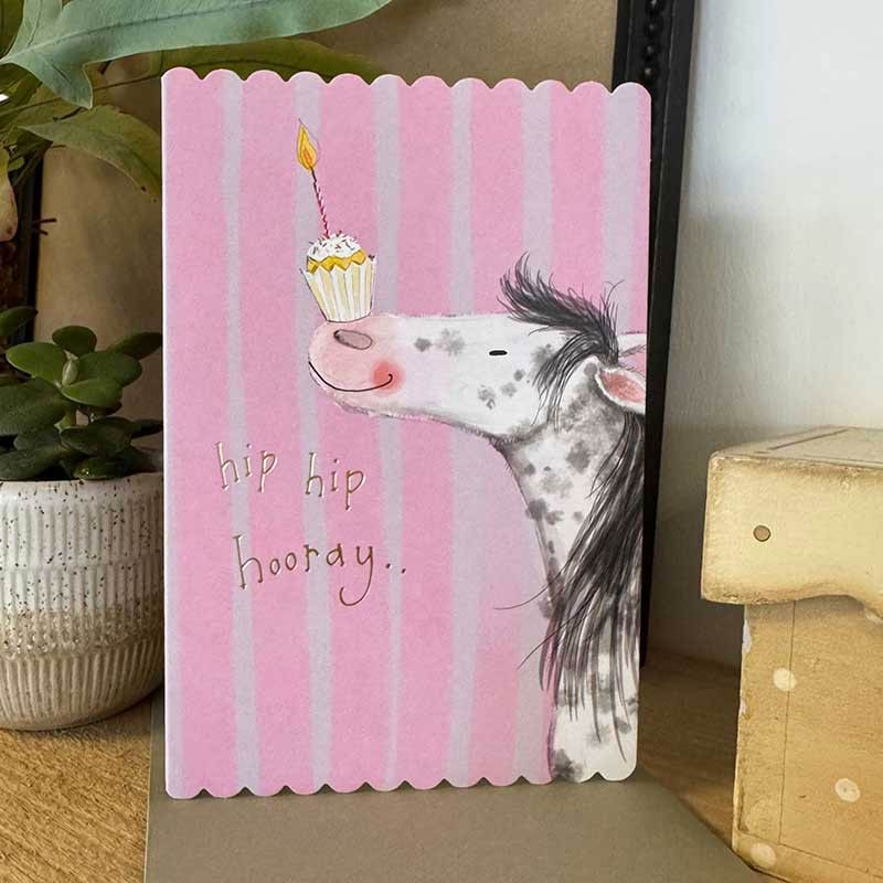 Horse and Cup Cake Birthday Card - Alex Clark Art
