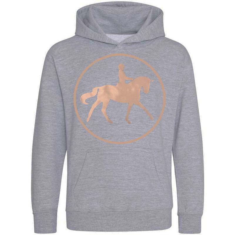 Horse and Rider Children's Hoodie - Grey / Rose Gold
