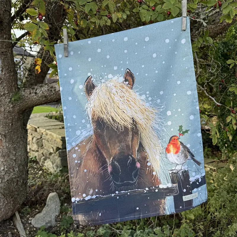Horse and Robin Tea Towel - Alex Clark Art 