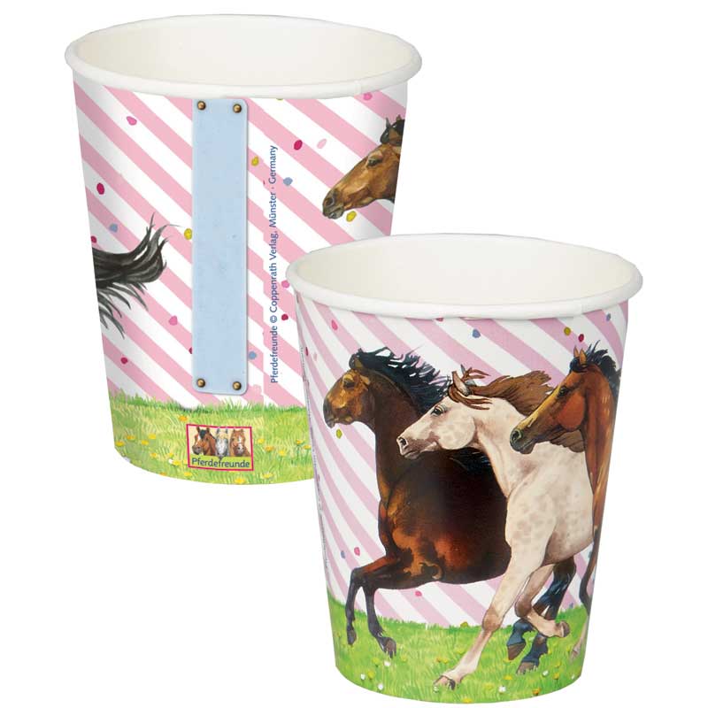 Horse Party Cups - Pink / White Stripe