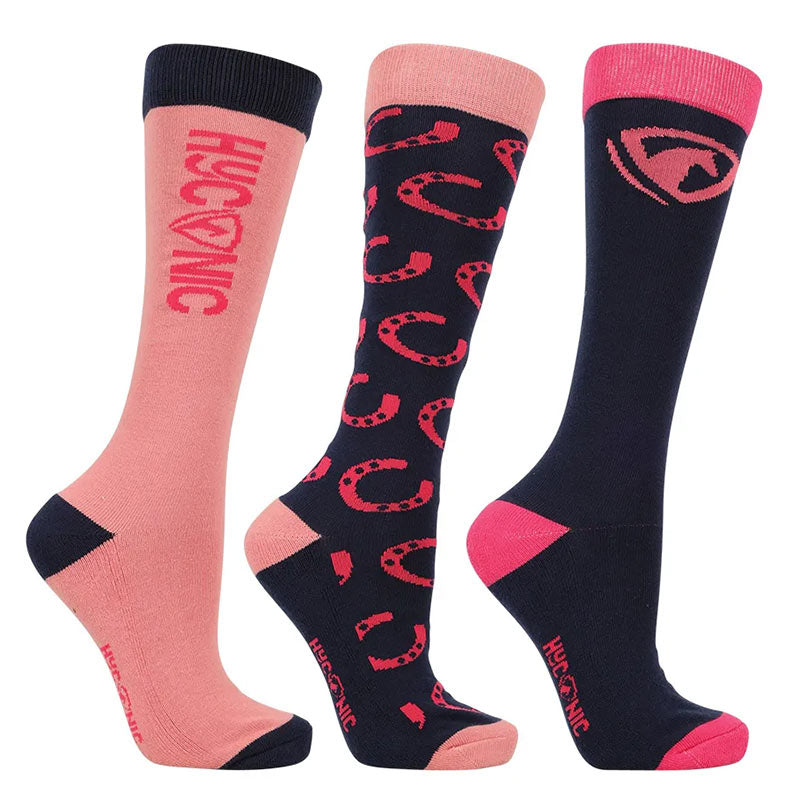 Hy Equestrian HyCONIC Pattern Socks - Navy/ Pink