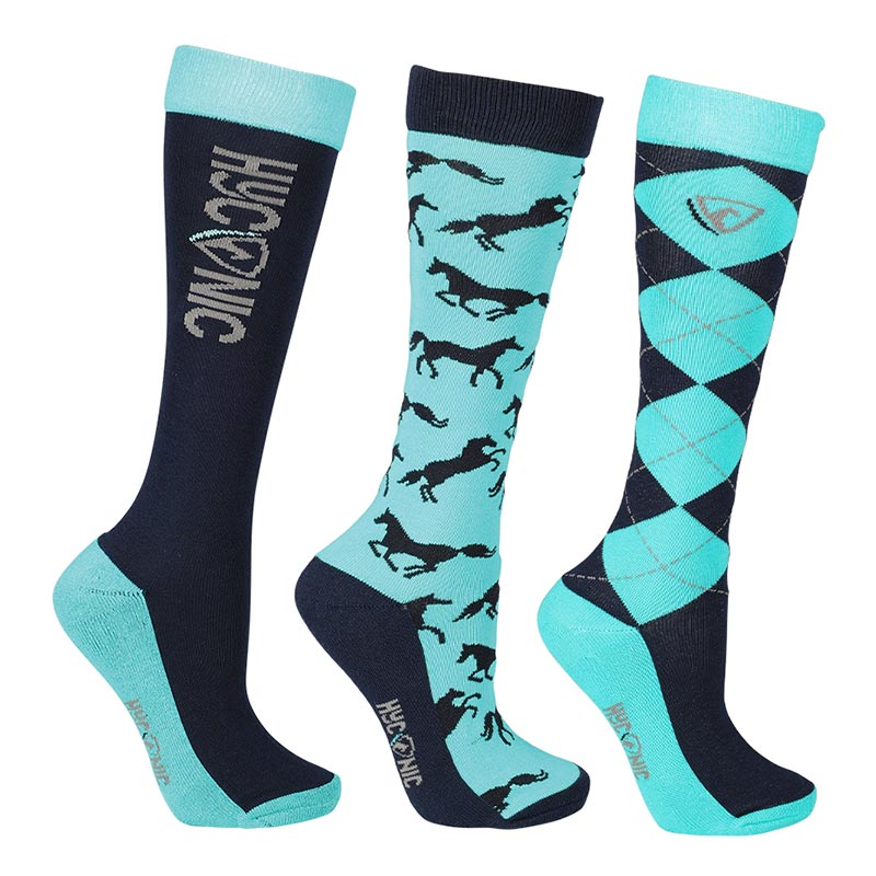 Hy Equestrian HyCONIC Pattern Socks – Navy/ Teal