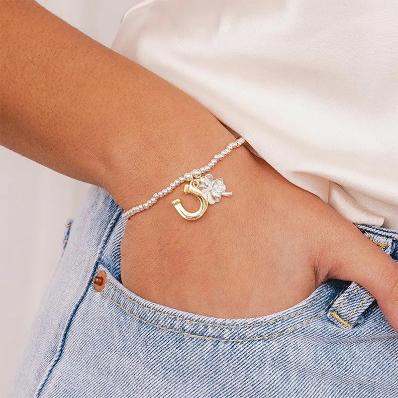 Lots of Luck Horseshoe and Clover Bracelet