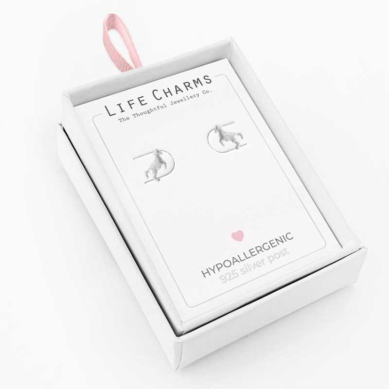 Life Charms Silver Horse Stud Earrings 