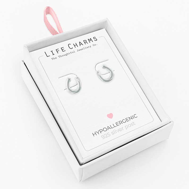 Life Charms Silver Horseshoe Earrings 