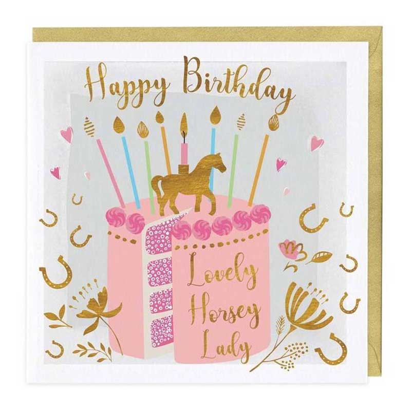 Lovely Horsey Lady Birthday Cake Card: