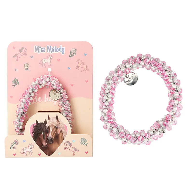 Miss Melody Beaded Hair Tie - Pink 