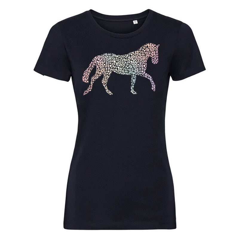 Ombre Horse Ladies Navy Organic Tee