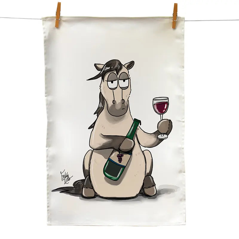Pass Me The Wine Tea Towel - Emily Cole Illustrations