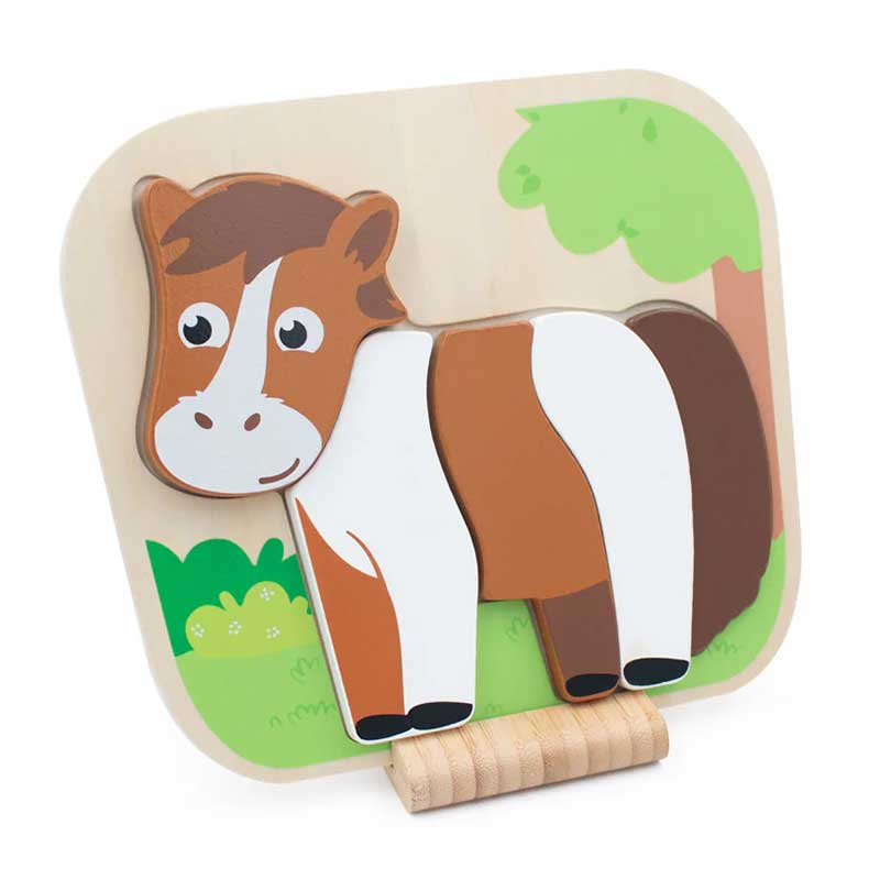 Brown & White Pony Wooden 3D Puzzle