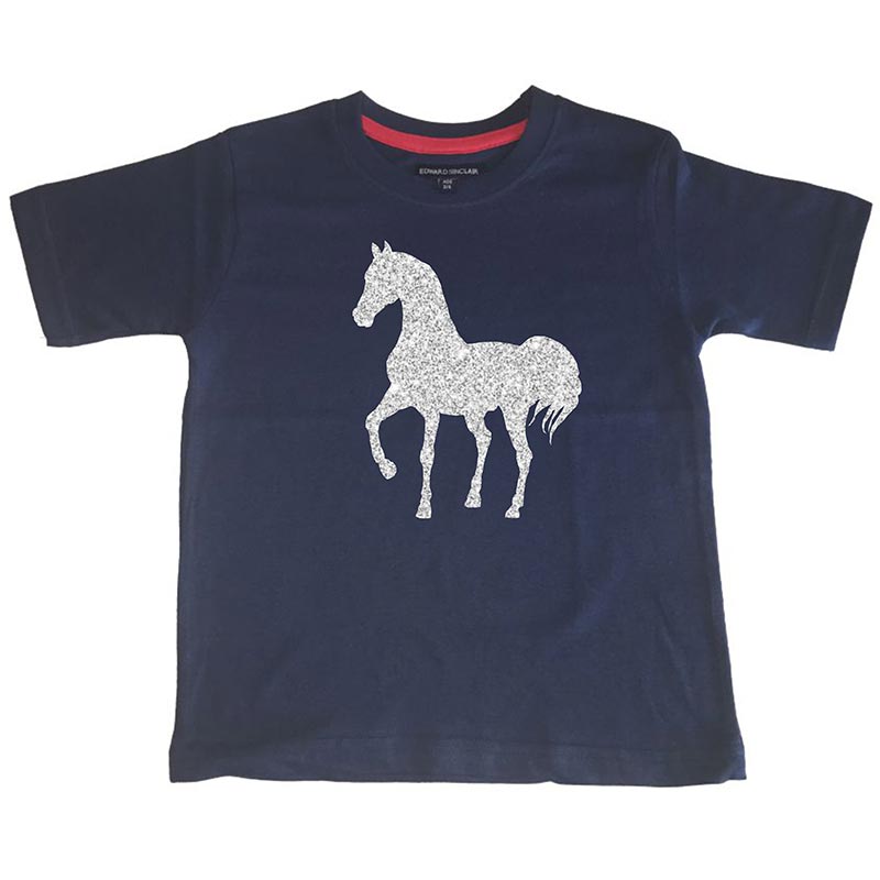 Glitter Horse Navy Children's T Shirt
